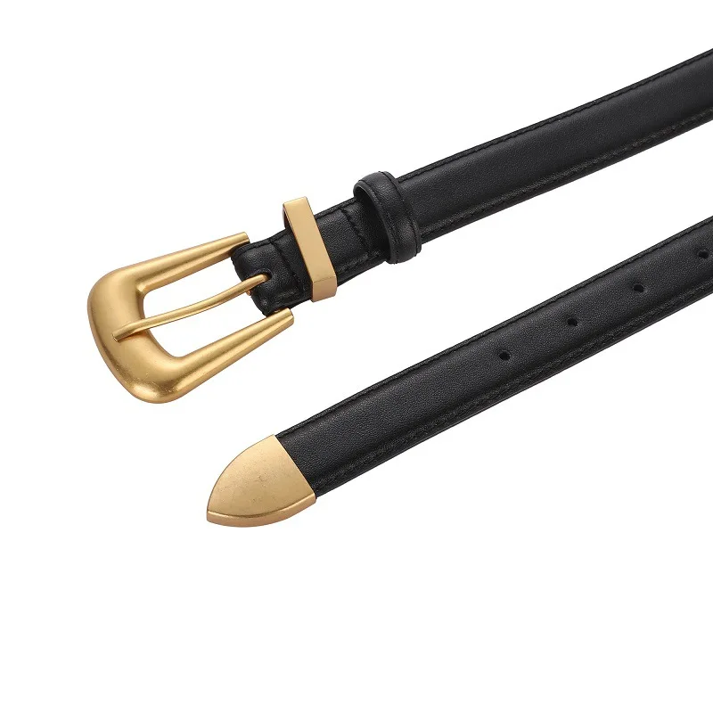 Burgundy Genuine Leather Belt – Elegant Gold Buckle Waist Accent 4