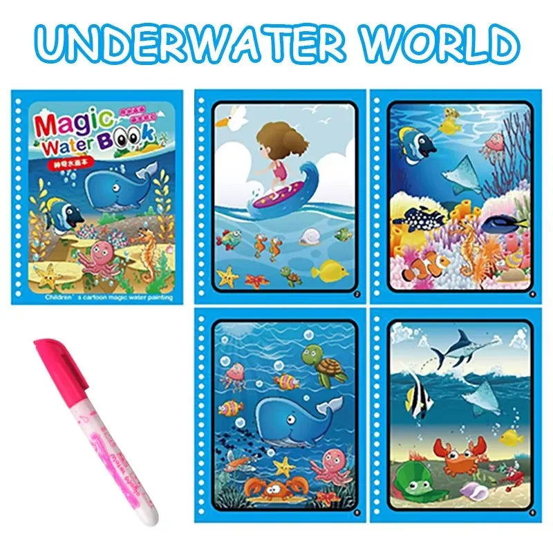 Magic Water Drawing Book – Reusable Coloring Fun for Kids 4