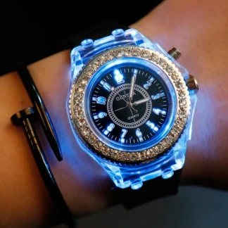 LED Flash Luminous Watch – Silicone Rhinestone Fashion Wristwatch 1