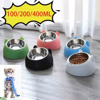 15° Tilted Stainless Steel Cat Bowl with Non-Slip Base