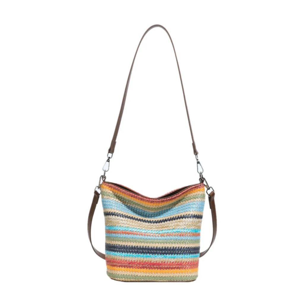 Colorful Striped Woven Shoulder Bag