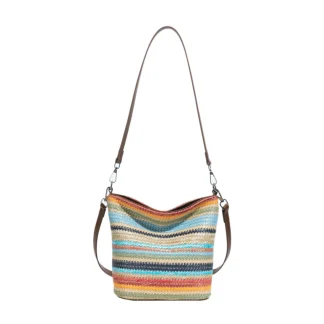 Colorful Striped Woven Shoulder Bag
